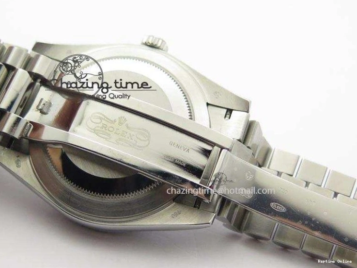 0112 DayDate 40mm BP-Maker 228206 SS Ice Blue Stick Dial (Smooth Bezel) On SS Bracelet ETA FreshLook 3913